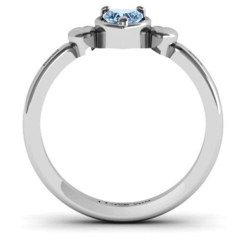 Triple Heart Ring – Sterling Silver with Aquamarine