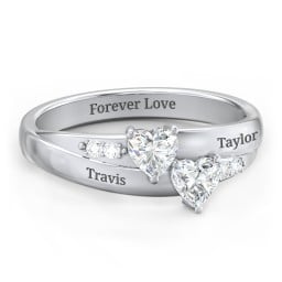 Double Heart Gemstone Ring with Accents