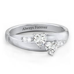 Double Heart Gemstone Ring with Accents