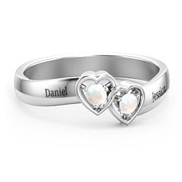 Double Interlocked Hearts Ring
