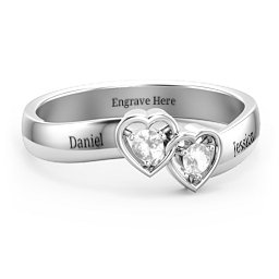 Double Interlocked Hearts Ring