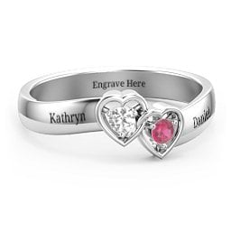 Double Interlocked Hearts Ring