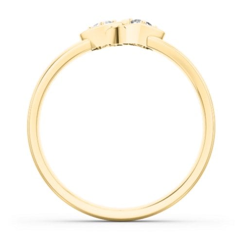 Double Interlocked Hearts Ring – 10K Yellow Gold with Diamond