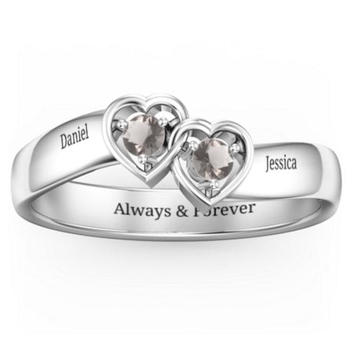 Double Interlocked Hearts Ring