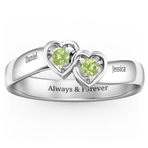 Double Interlocked Hearts Ring