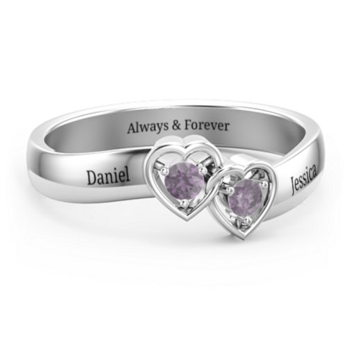 Double Interlocked Hearts Ring