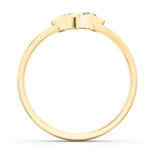 Double Interlocked Hearts Ring – 10K Yellow Gold with Diamond