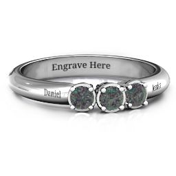 Triple Round Stone Ring in 925 Sterling Silver with Alexandrite