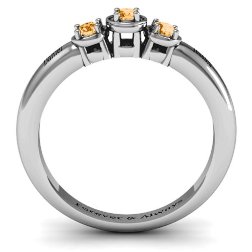 Triple Round Stone Ring – Sterling Silver with Citrine
