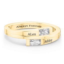 Double Baguette Bypass Ring