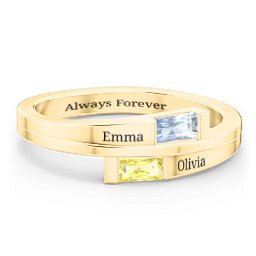 Double Baguette Bypass Ring