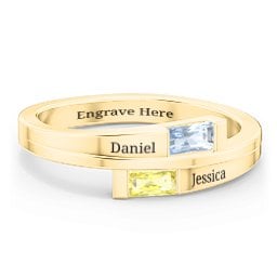 Double Baguette Bypass Ring