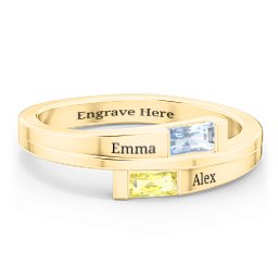 Double Baguette Bypass Ring