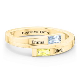 Double Baguette Bypass Ring