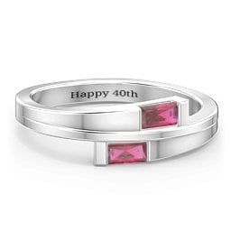 Double Baguette Bypass Ring