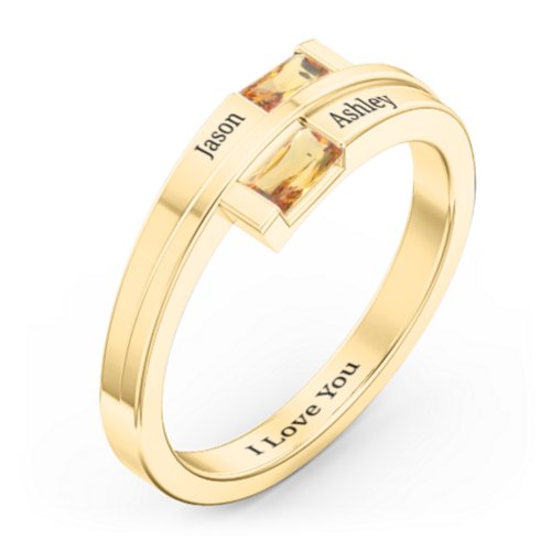 Double Baguette Bypass Ring