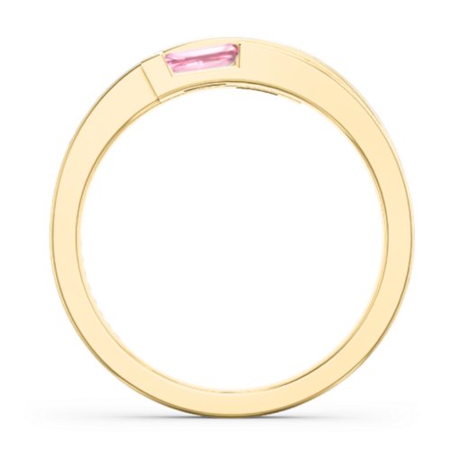 Double Baguette Bypass Ring – 10K Yellow Gold with Pink Tourmaline