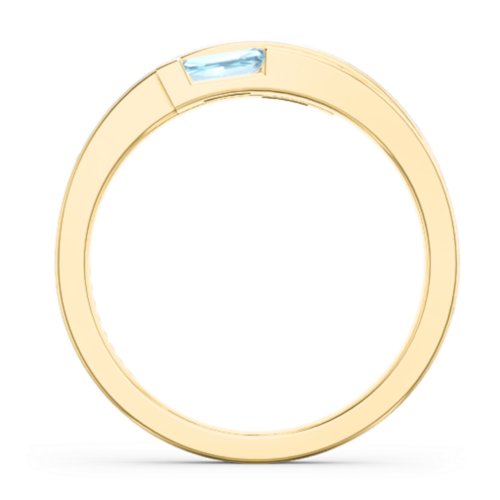Double Baguette Bypass Ring – 10K Yellow Gold with Blue Topaz