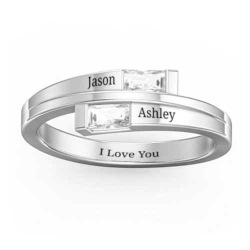 Double Baguette Bypass Ring