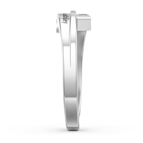 Double Baguette Bypass Ring – Sterling Silver with Blue Sapphire