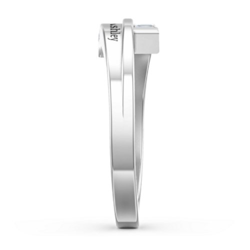 Double Baguette Bypass Ring – Sterling Silver with Blue Topaz
