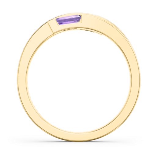 Double Baguette Bypass Ring – 10K Yellow Gold with Amethyst