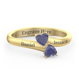 Inverted Twin Heart Ring