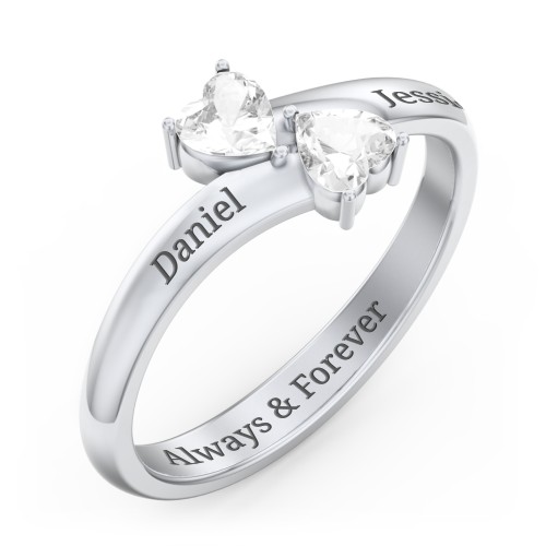 Inverted Twin Heart Ring