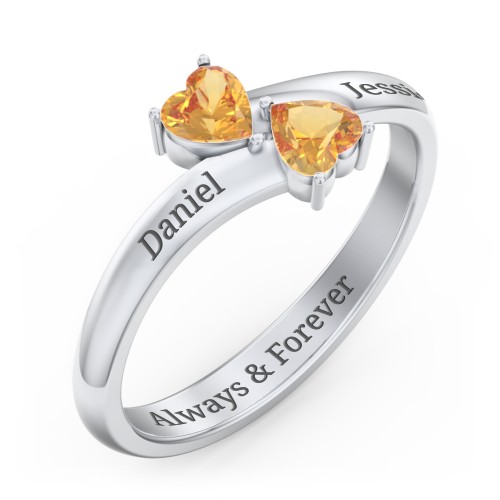 Inverted Twin Heart Ring
