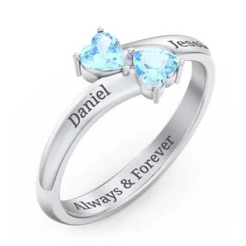 Inverted Twin Heart Ring