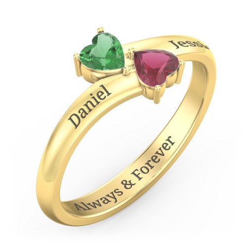 Inverted Twin Heart Ring