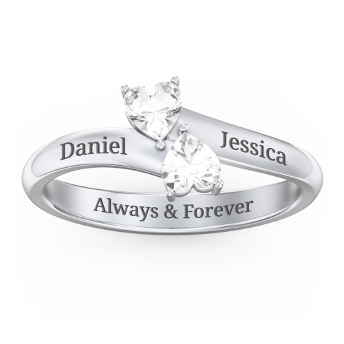 Inverted Twin Heart Ring