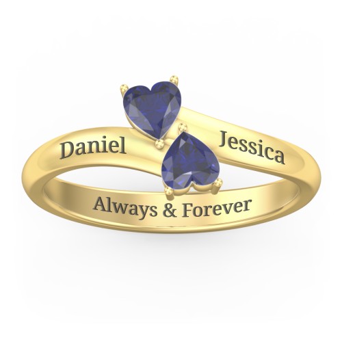 Inverted Twin Heart Ring