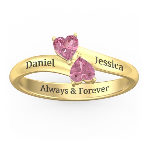 Inverted Twin Heart Ring