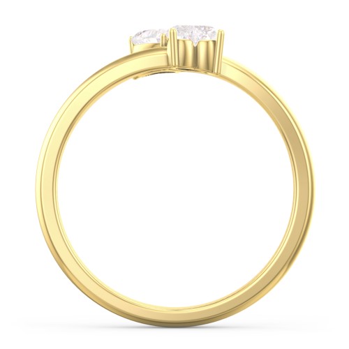 Inverted Twin Heart Ring – 10K Yellow Gold with Diamond