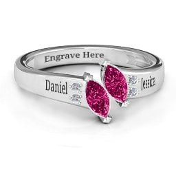 Twin Marquises and Accent Ring