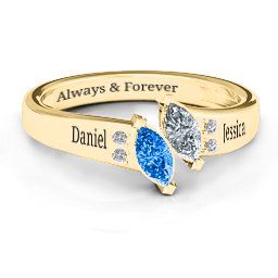 Twin Marquises and Accent Ring