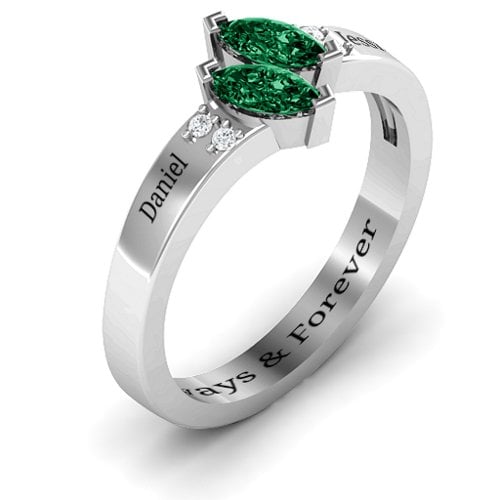 Twin Marquises and Accent Ring