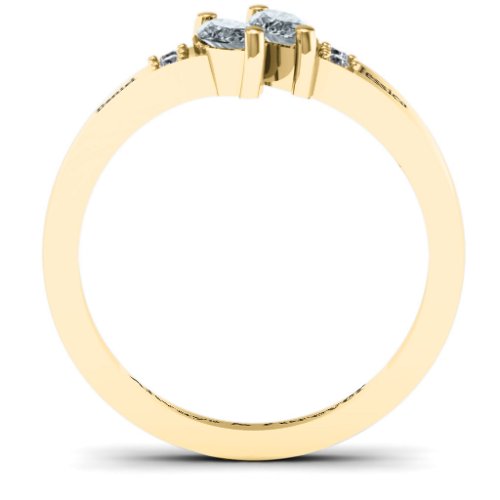 Twin Marquises and Accent Ring – 10K Yellow Gold with Cubic Zirconia