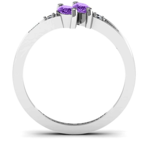 Twin Marquises and Accent Ring – Sterling Silver with Amethyst and Cubic Zirconia