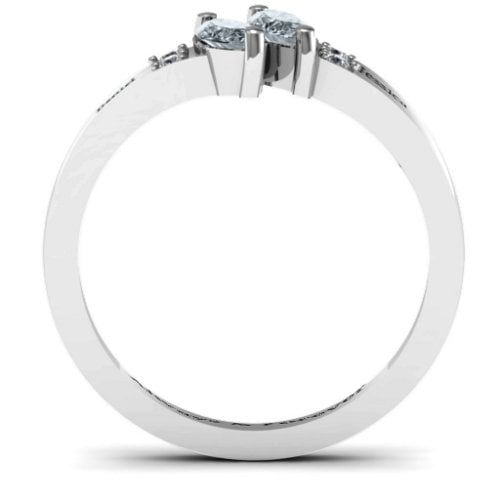 Twin Marquises and Accent Ring – Sterling Silver with Cubic Zirconia