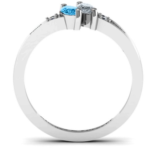 Twin Marquises and Accent Ring – Sterling Silver with Blue Topaz and Cubic Zirconia