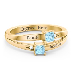 Two Stone Split Band Ring with Accents