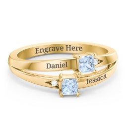 Two Stone Split Band Ring with Accents