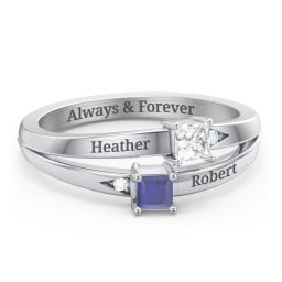 Two Stone Split Band Ring with Accents