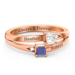 Two Stone Split Band Ring with Accents