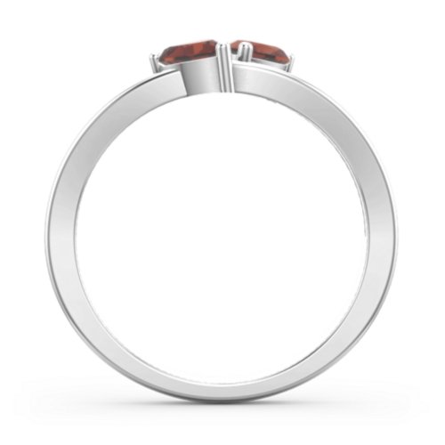 Twin Hearts Ring – Sterling Silver with Garnet