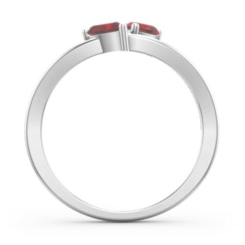 Twin Hearts Ring – Sterling Silver with Garnet