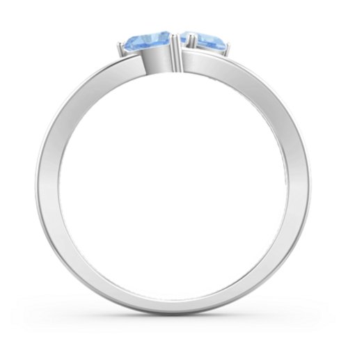 Twin Hearts Ring – Sterling Silver with Blue Topaz
