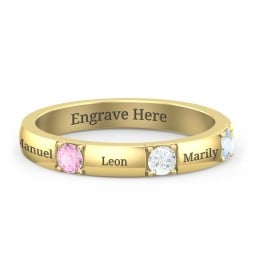 Elegant Three Gemstone Ring